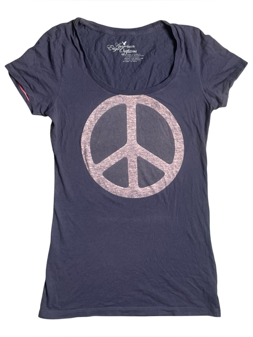 American Eagle grey y2k peace sign fitted t-shirt S